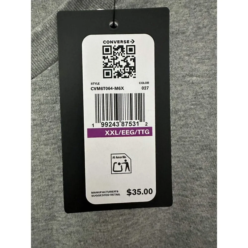 Converse All Star 1908 Graphic T-Shirt XXL Gray Short Sleeve NWT Cotton Tee - Picture 4 of 5